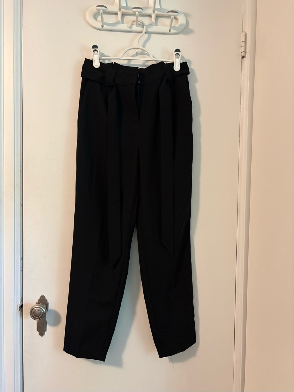 Express Black High-Waist Dress Pants with Tie